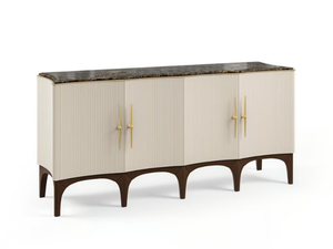 PR.483 - Wooden sideboard with hinged doors and marble top _ Stella del Mobile